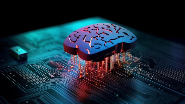 Photo computer brain on a microchip artificial intelligence chips