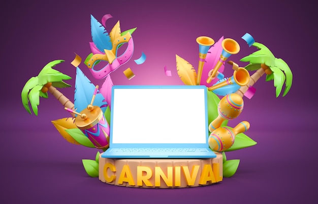 Photo computer in carnival 3d illustration