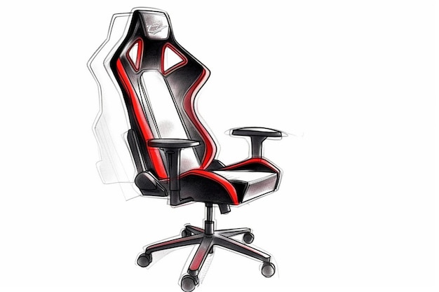 A computer chair with a red seat that says " race chair ".