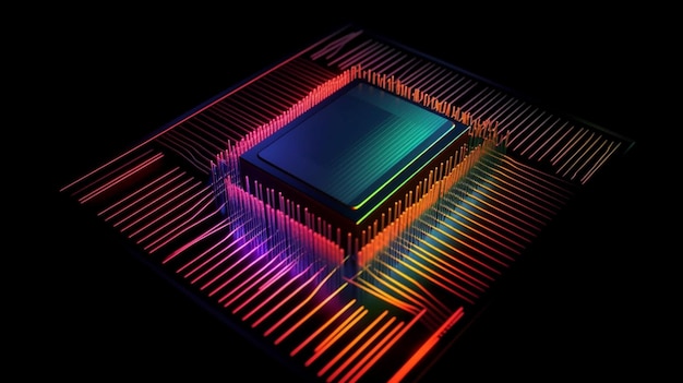 Chip per computer con sfondo del processore creato con tecnologia ai generativa illustrat di alta qualità