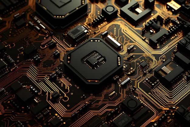 Photo computer circuit board technology background motherboard digital chip generative ai