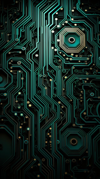 a computer circuit board with green and black colors