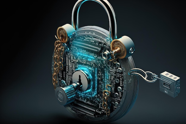 Computer concept Network Security Lock systeem toegangssleutel en ketting