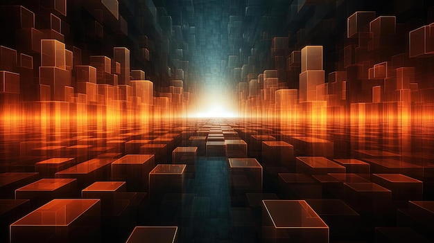 computer concept with lights and cubes as pixels in the style of janek sedlar