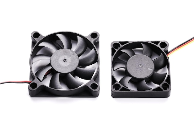 Computer cooler in black color isolated on white background Processor ventilation system Computer fan