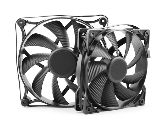 Photo computer cooler fan on white background