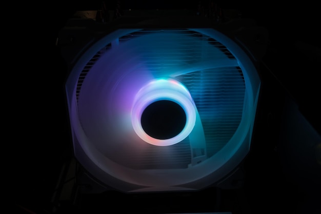 Photo computer cooling fans illuminated by internal leds