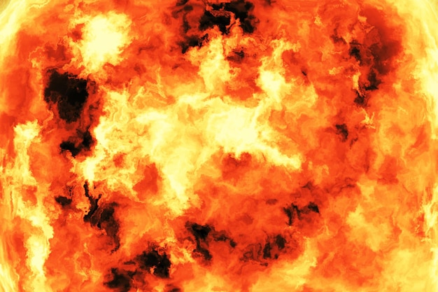 写真 暗い背景の赤い火球のコンピュータデジタル描画