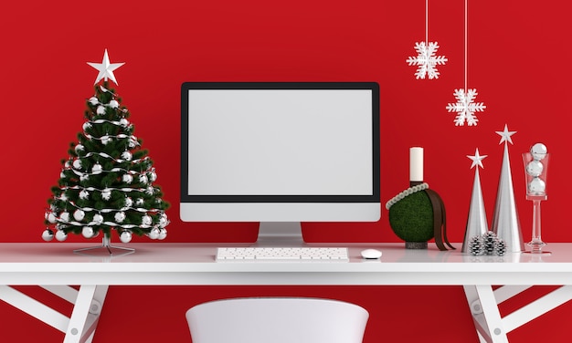 Photo computer display for mockup, christmas concept