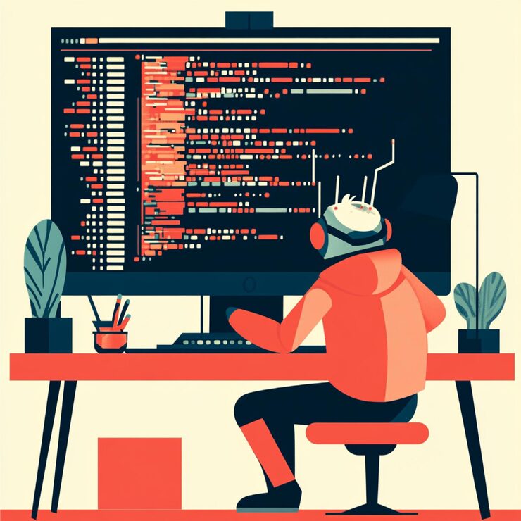 Photo a computer displaying a bug in code with a programmer troubleshooting and debugging the issue