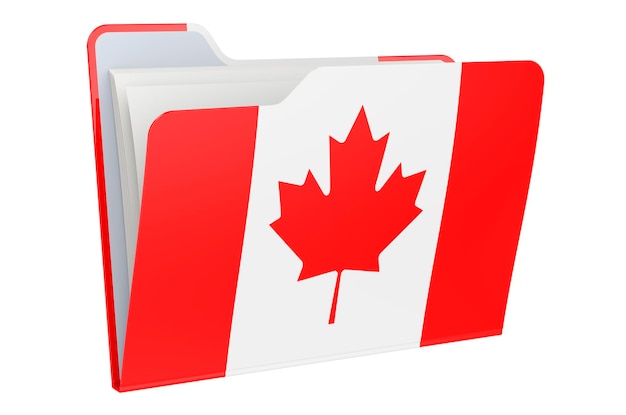 Computer folder icon with Canadian flag 3D rendering