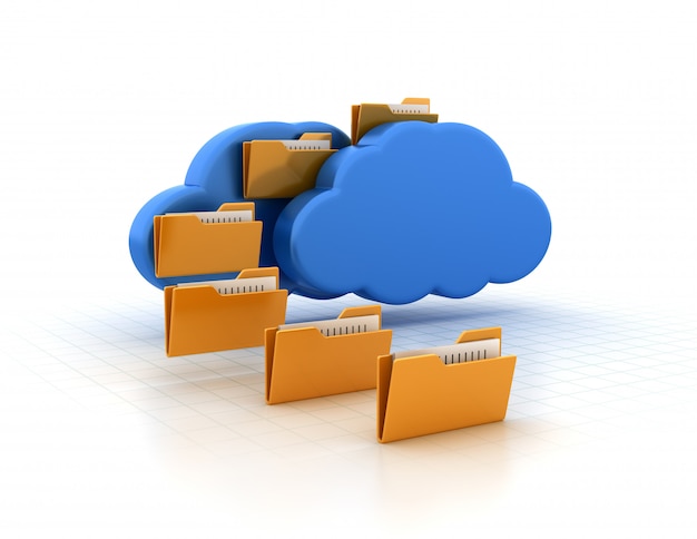 Computer Folder with Cloud Computing