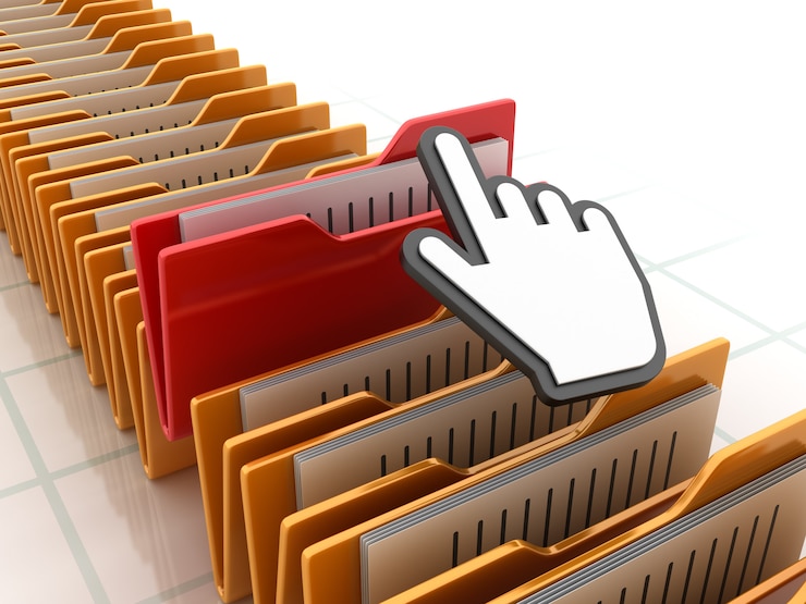 Photo computer folders with hand cursor
