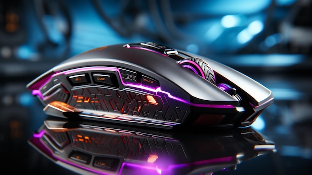 Computer gaming mouse on dark background