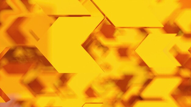 Computer gegenereerde abstracte achtergrond veel wazige gouden pijlen naar rechts met bokeh 3D-rendering