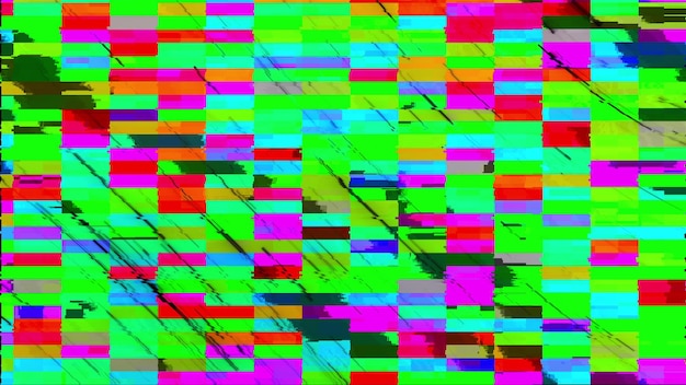Computer gegenereerde glitch Pixel veelkleurige zigzags ruis 3D-rendering videofout