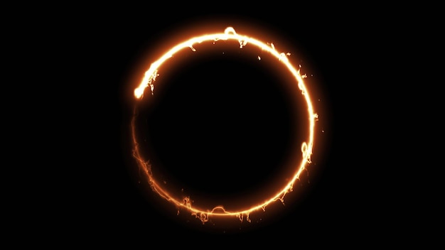 Computer generated fire ring on black background 3d rendering of abstract fire circle