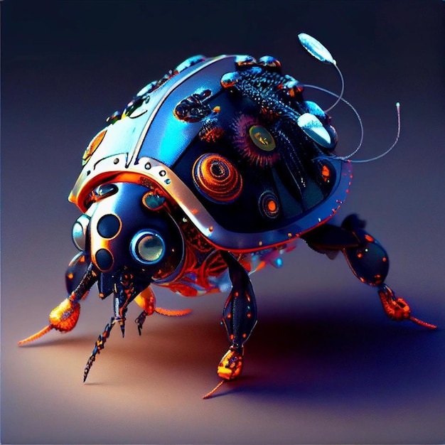 A computer generated image of a bug with many circles on it.