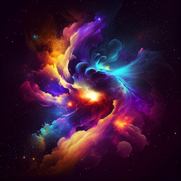 Computer generated image of a colorful galaxy generative ai