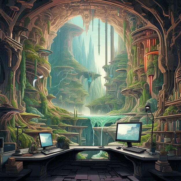 Premium AI Image computer generated image of a computer computer