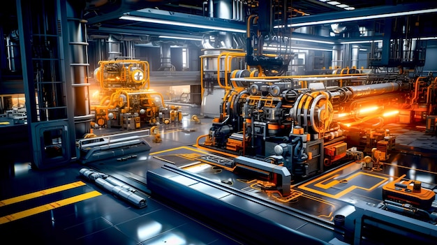 Компьютерное изображение фабрики с большим количеством машин