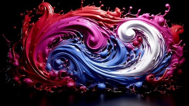 a computer generated image of a liquid swirl in purple and blue colors on a black background with a black background and a black background with a white border with a red