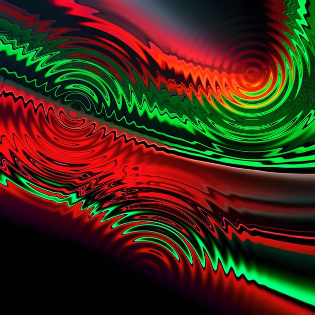 A computer generated image of a spiral with a red and green swirl in the center.