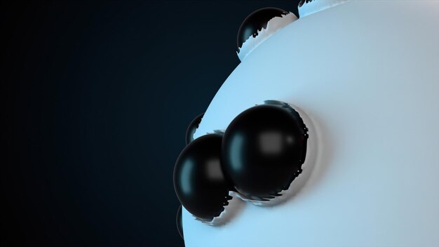 Photo computer generated surface of sphere with round elements 3d rendering of abstract background