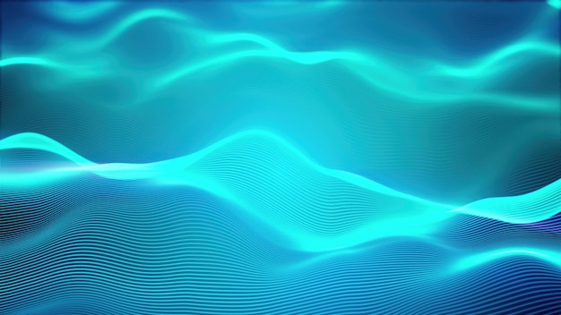 Computer genereerde een golf van grote gegevensdeeltjes Gloeiend gestreept effect 3D-weergave van een futuristische achtergrond