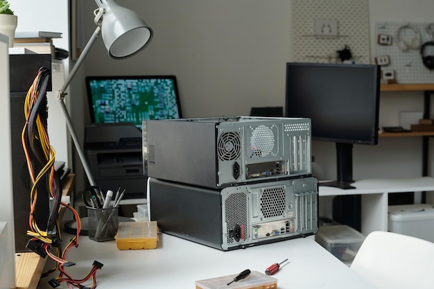 computer hardware on engineer workplace