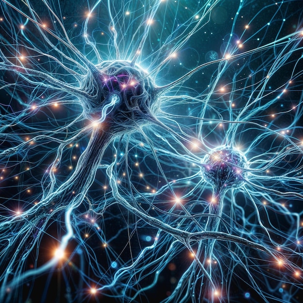 Foto immagine al computer delle connessioni neurali del cervello