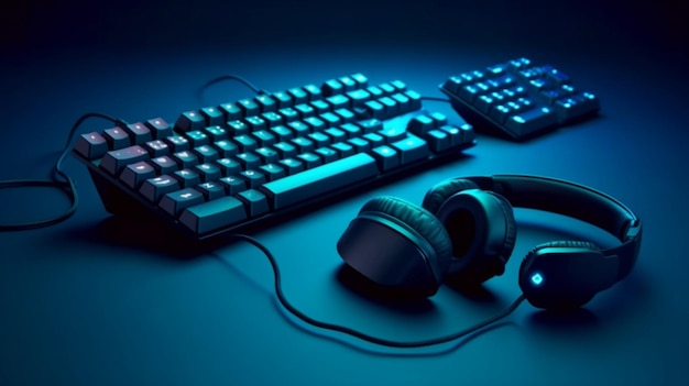 Computer keyboard gaming workplace Playing video games Generative Ai