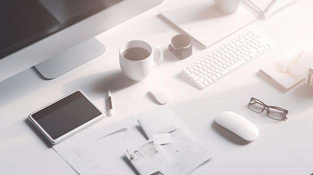 A computer keyboard and mouse are on a desk with a mouse and a tablet.