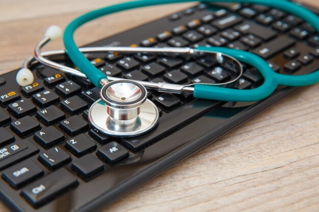 Computer keyboard and stethoscope