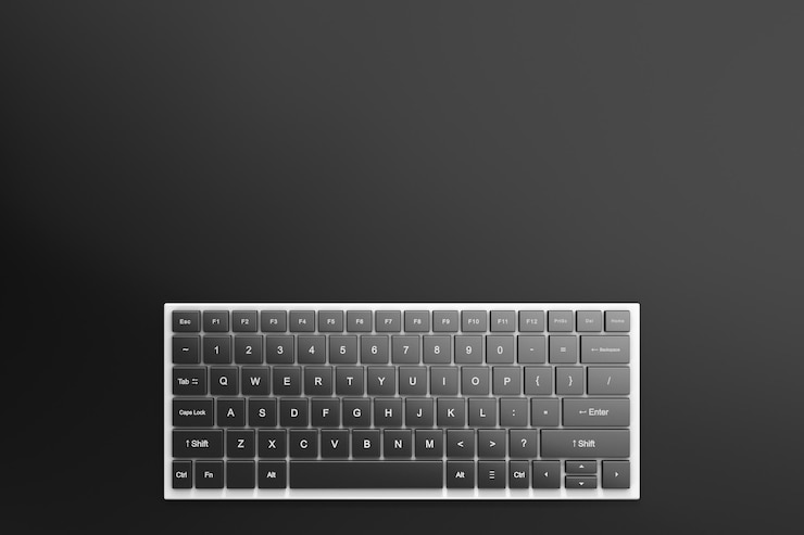 Photo テーブルの上のコンピューターのキーボード トップ ビュー コピー スペース