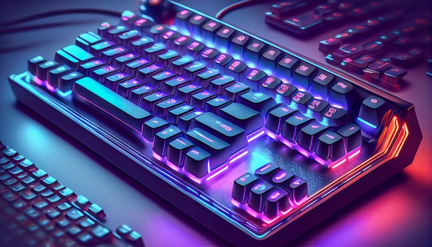 Computer keyboard tuned for video games Created with generative AI technology