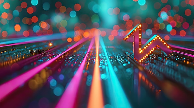 Computer Keyboard With Neon Lights in the Background