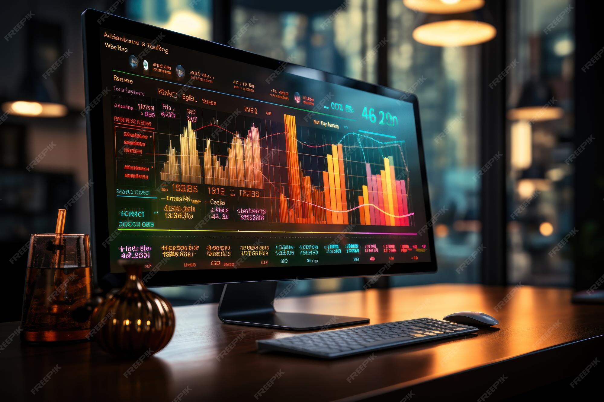 Premium AI Image | Computer laptop and dashboard for data business ...