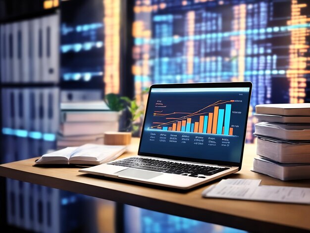 Computer laptop and dashboard for Data document Manage AI Generated