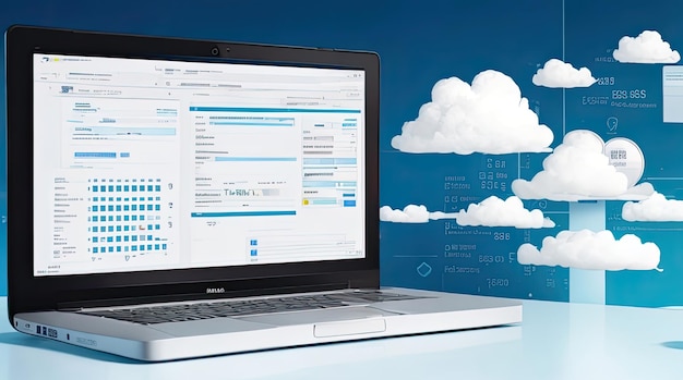 Computer laptop and dashboard for Data document