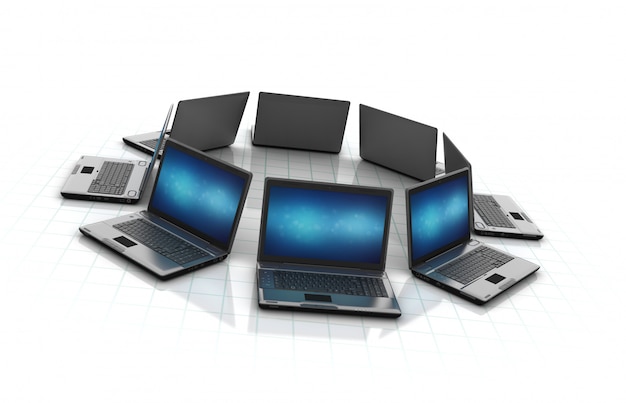 Photo computer laptops in a circle