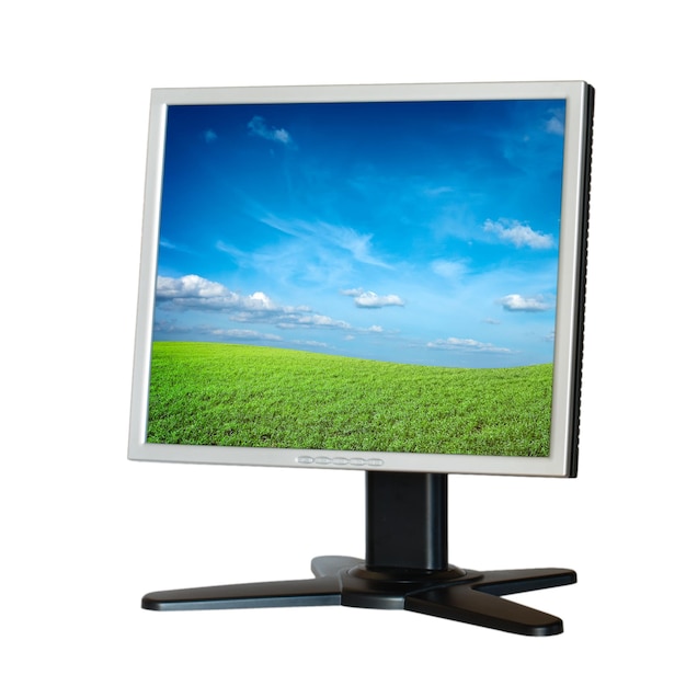 Foto monitor lcd del computer isolato su sfondo bianco