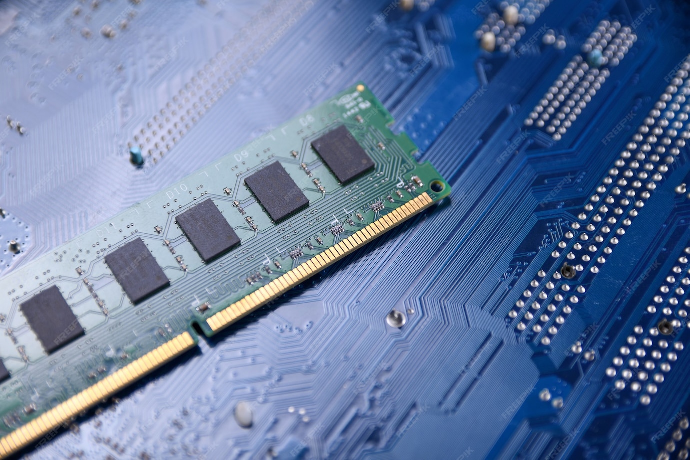 Premium Photo | Computer memory RAM on motherboard . Close up. system ...