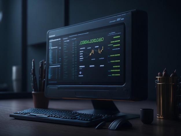 Computer met crypto-valutabeurs Markt 8k resolutie Apple mac octane render