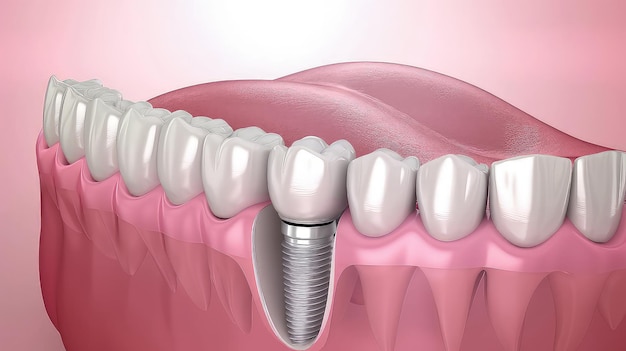 Photo computer model of a dental implant in the jaw