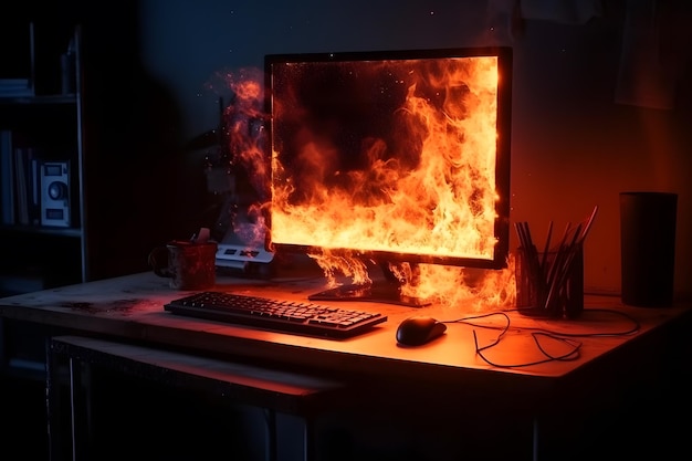 Computer monitor burns in a dark room