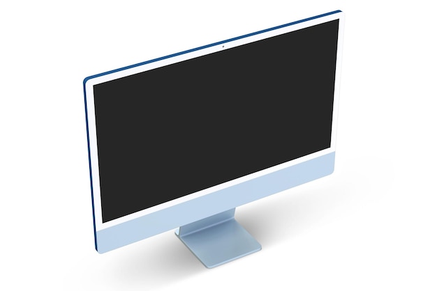 Photo a computer monitor with a blue base and a white background.