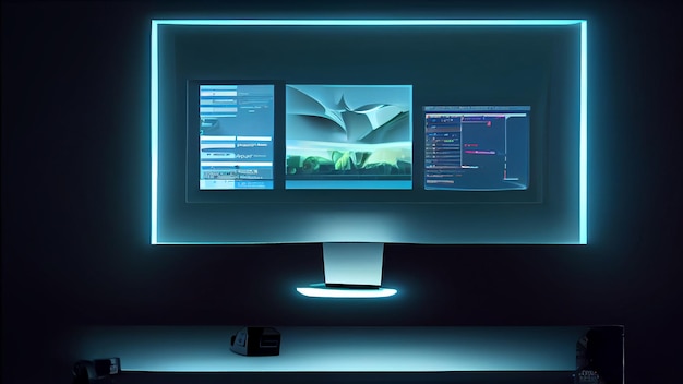 A computer monitor with a blue screen that says'computer screen '