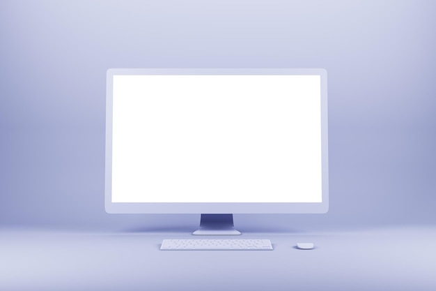 Computer monitor with empty white screen