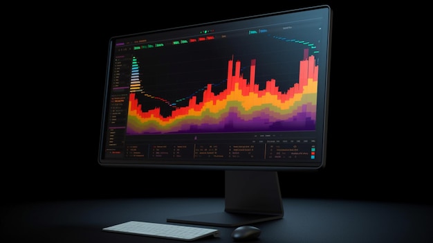 画面上にグラフが表示されたコンピューター モニター Generative AI